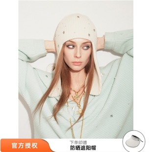 tokokkino 满天星两戴羊绒长护耳滑雪帽保暖帽子百搭 26春夏新款