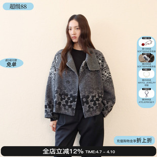 sesaar赛萨 花朵印花长袖 外套2026新款 铅墨黑Selma赛尔玛短款