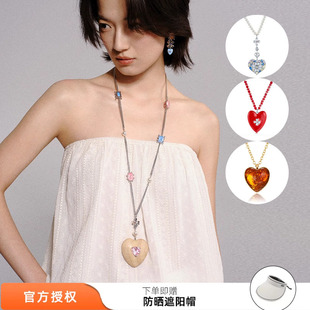 tokokkino 泼墨珍珠灰宝石项链彩色爱心钻石珍珠锁骨链 2026年新款