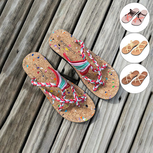 Marmoris 2026夏季新款泰国彩色编织拖鞋露趾平底凉鞋外穿凉鞋