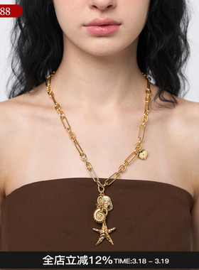 Blingkolio不另可 26新款金色海洋巴洛克海星珍珠项链M星店