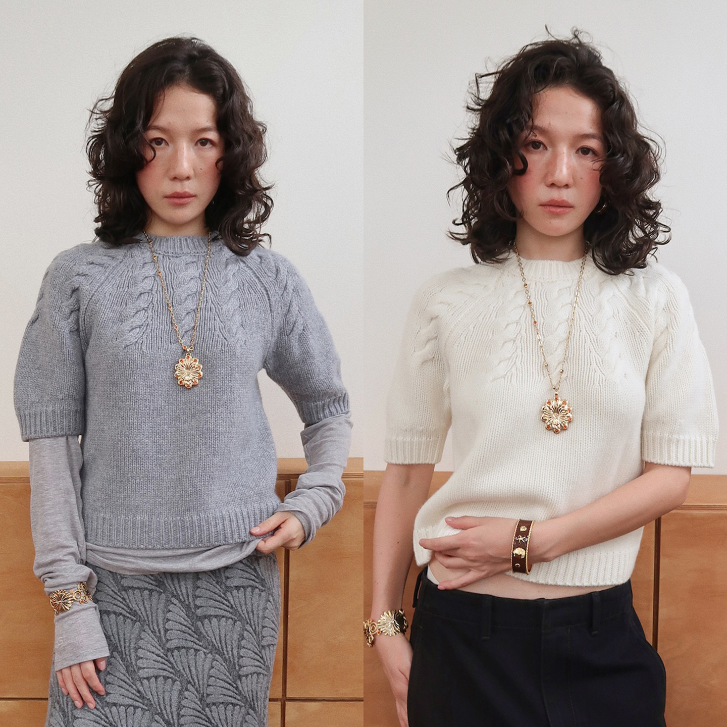 sesaar赛萨绞花插肩袖短袖