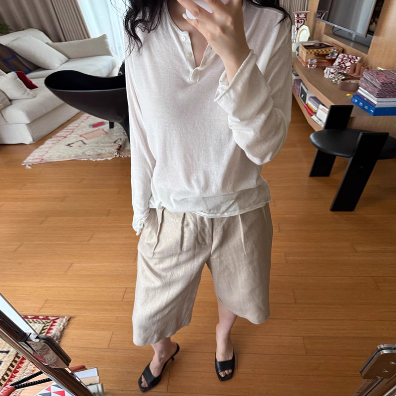 Sesaar赛萨中裤亚麻裤子