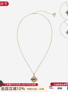 cotemp小花宝石项链鎏锁骨链