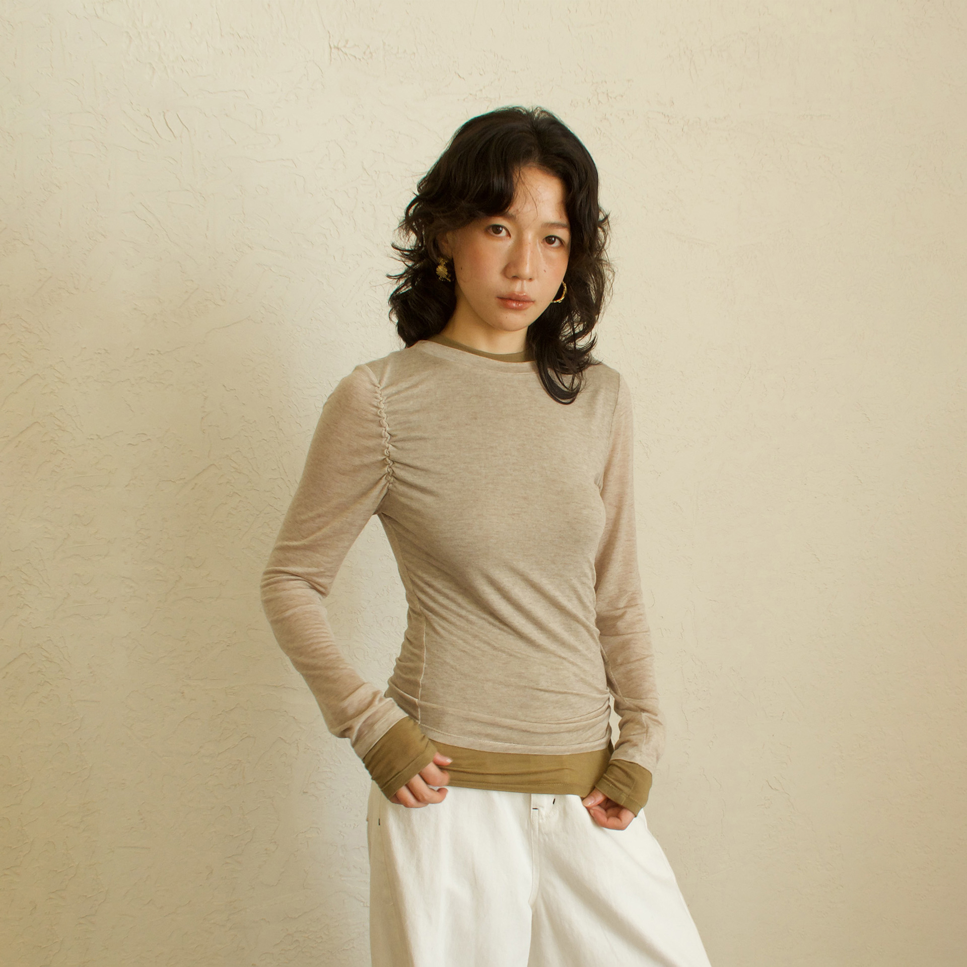 sesaar赛萨假两件打底长袖上衣