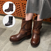 25新款 蔡文静同款 AFFLATUS3 Cloak斗篷靴厚底短靴圆头擦色靴子女