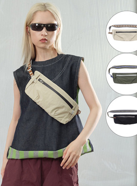 Chemic 2025年夏季新品OVERLAP 条纹针织肩带腰包工装包可折叠