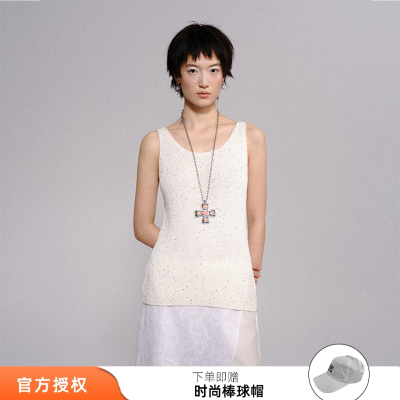 tokokkino 2025年新款黄杨木彩石项链西柚十字架项链百搭锁骨链