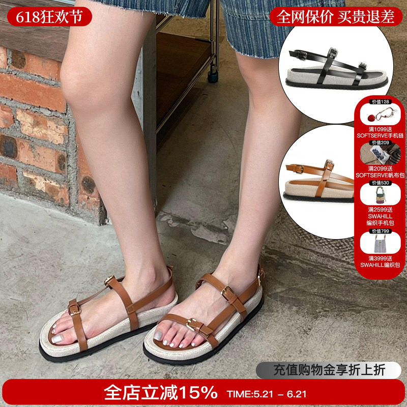 unfolio皮革束带勃肯凉鞋