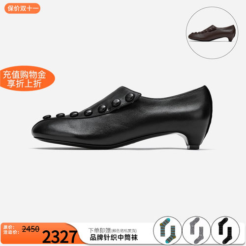 cotemp复古圆扣皮鞋单鞋