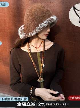 斑马纹毛线项链2026新款百搭