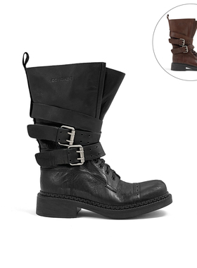 ECHOADE 26新款鞋面做旧光泽时髦感中筒靴经典百搭短靴百搭