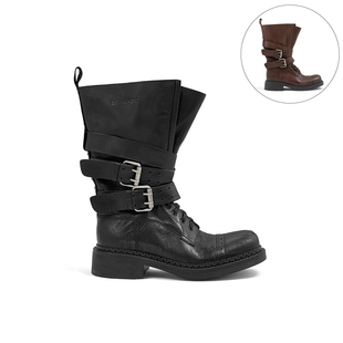 ECHOADE 25早秋新款鞋面做旧光泽时髦感中筒靴经典百搭短靴百搭