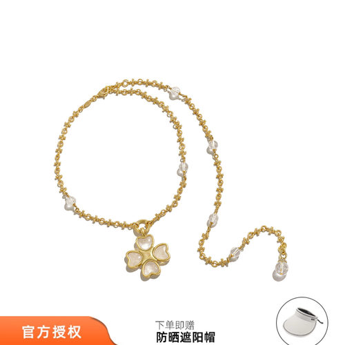 tokokkino 26春夏新款白噪蝴蝶蝴蝶结花白水晶项链十字架锁骨链