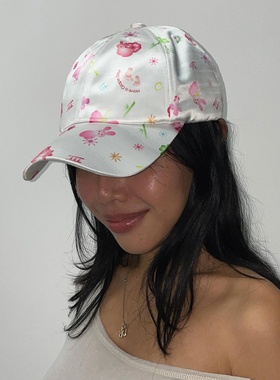 GRAPE 2026春夏新款印花缎面棒球帽大帽檐鸭舌帽圆顶遮阳帽子女