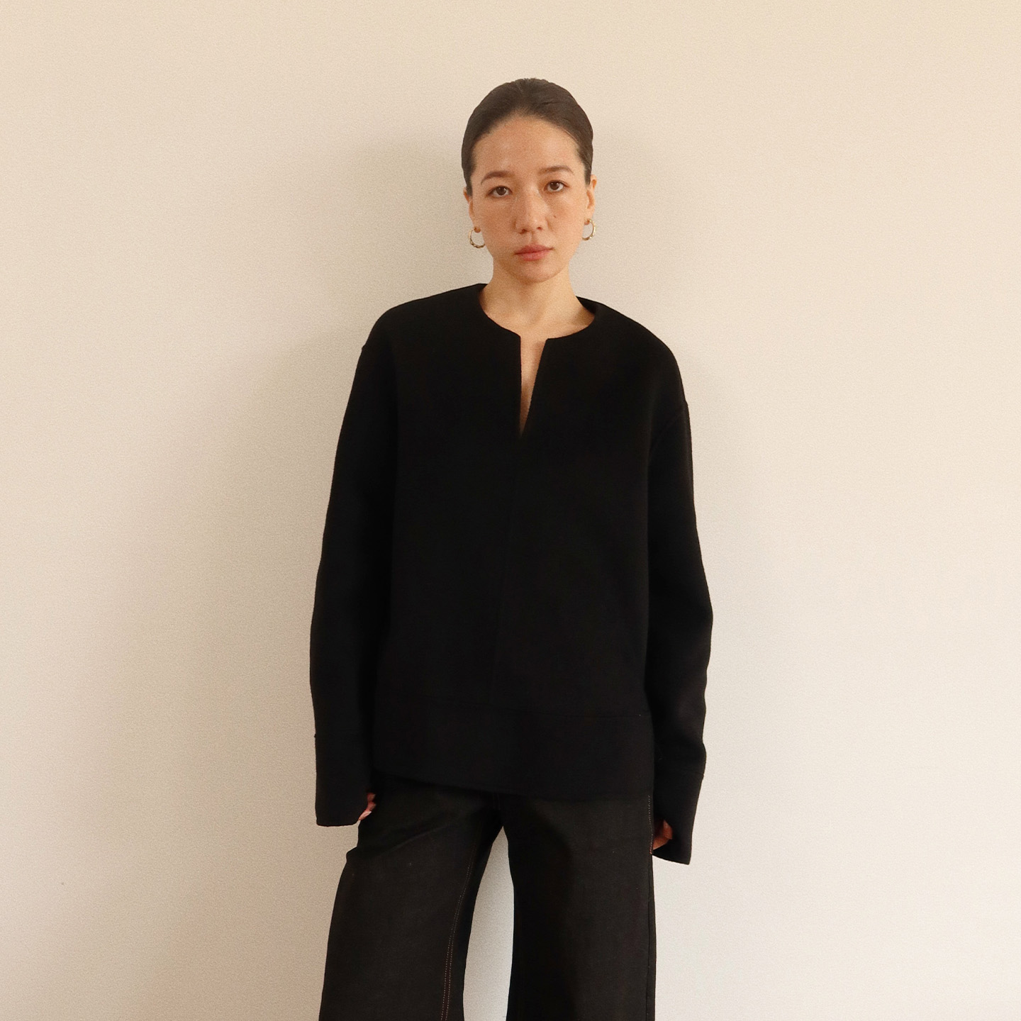 sesaar赛萨套头双面呢廓形外套