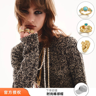 tokokkino 26春夏新款绿松石蝴蝶结花戒指多色镂空戒指M星店