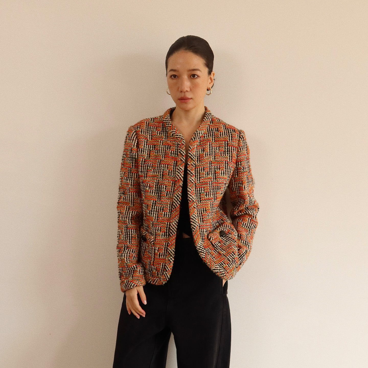 sesaar赛萨小香口袋花呢吉奥外套