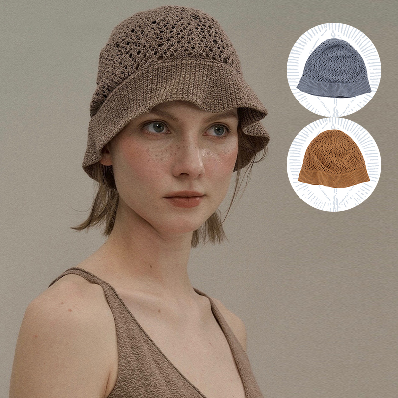 o cloche code 25年新款手工棉针织休闲花边帽女镂空遮阳帽M星店