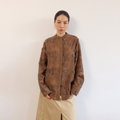 sesaar赛萨立体绣花小立领上衣