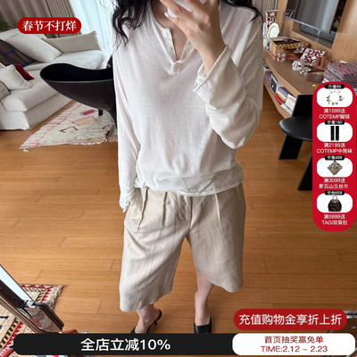 Sesaar赛萨中裤亚麻裤子