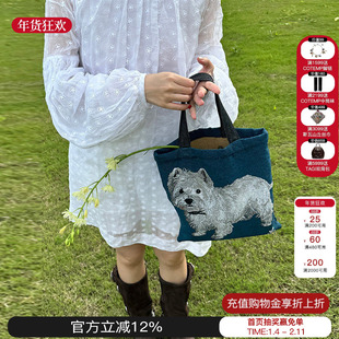 SoftServe柔软供应 26新款 sorbet 小狗油画包复古单肩包袋帆布包