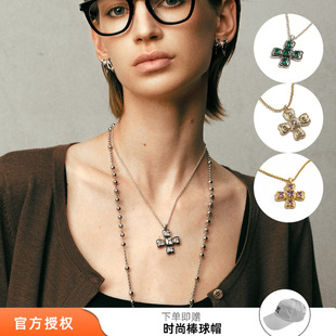 tokokkino 2026新款四面蝴蝶结白猫眼十字架项链经典毛衣链M星店