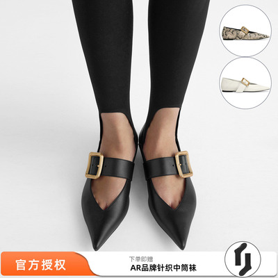 DYMONLATRY 26春夏新款尖头画框饰扣玛丽珍鞋平底盘扣单鞋女M星店