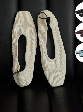 faytobe 26新款抽绳褶皱羊皮芭蕾舞鞋时尚百搭一脚蹬平底单鞋