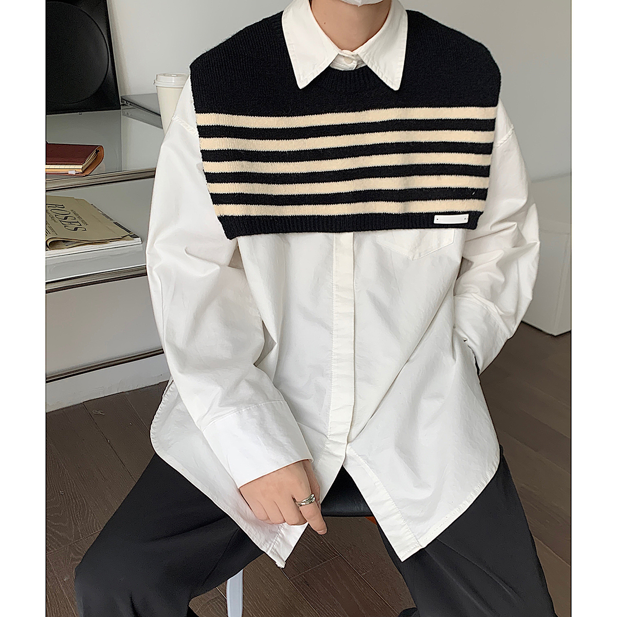 韩版男士针织披肩外搭