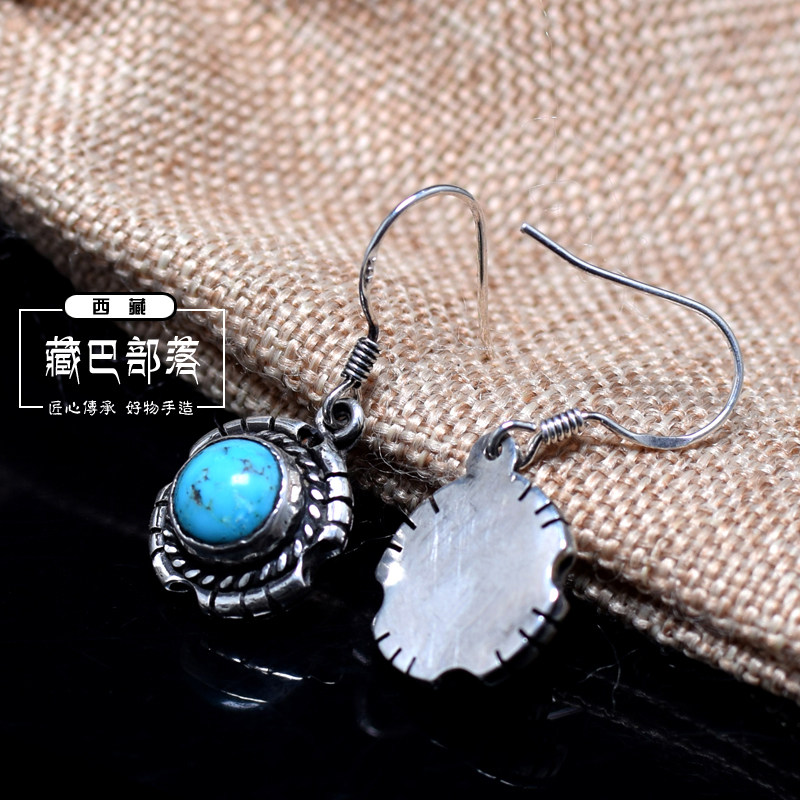 纯银耳环手工镶绿松石银耳坠复古个性西藏饰银耳饰,饰品/流行首饰/时尚饰品新,银饰耳饰,淘宝优惠券,粉丝福利购,淘宝优惠卷