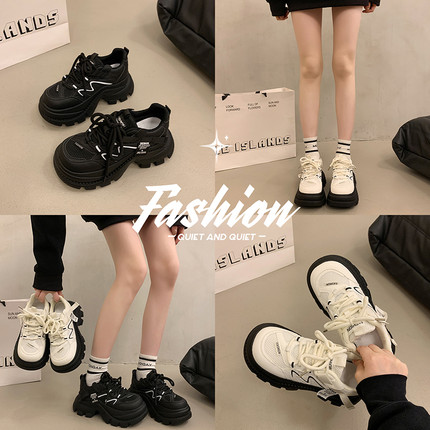 老爹鞋女小个子增高7cn显脚小2026流行爆款小白鞋时尚休闲运动鞋