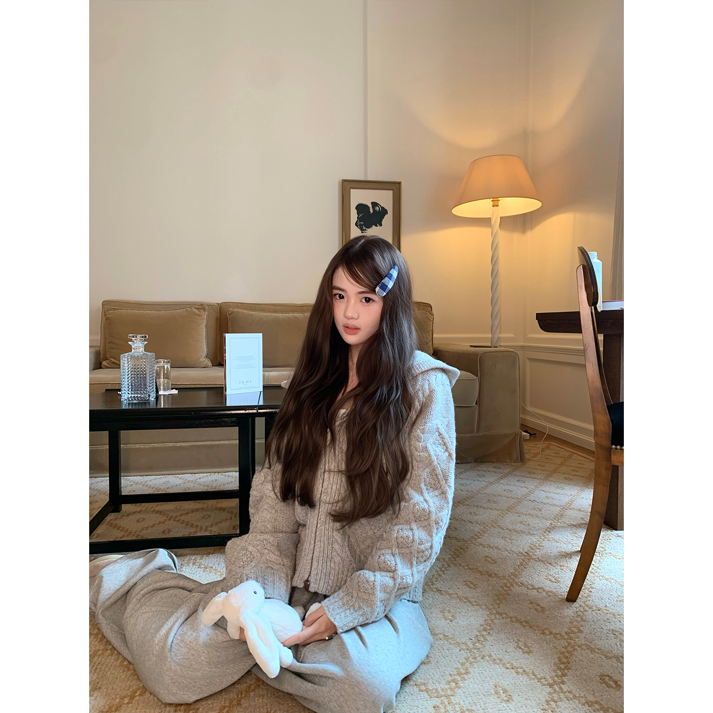 GYOKUU 【温暖壁炉】2025aw 100%纯羊毛绞花连帽宽松毛衣外套