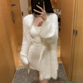 毛绒背心短裙仿水貂毛 白色针织开衫 5折