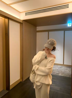 GYOKUU【春季环游】奶白色极简款棉纱线针织毛衣