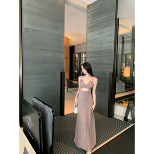 豆沙色长款 2025ss 吊带连衣裙 烟熏桃桃 GYOKUU