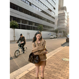 海砂色宽松牛仔外套 2025aw GYOKUU 橘子街头