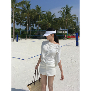 白色柔软褶皱宽松T恤 2025ss GYOKUU 自由呼吸