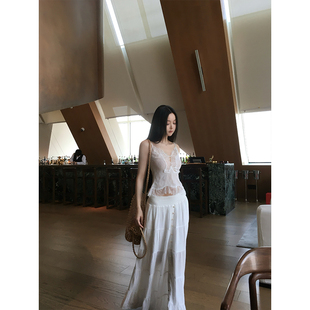 GYOKUU 蝴蝶刺绣蕾丝花边双层吊带打底背心 2025ss