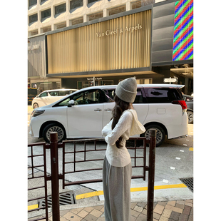 GYOKUU 【小蛮腰】2026ss 奶白色连帽麻花纹理针织毛衣