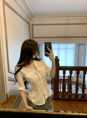 GYOKUU【人气选手】白色针织拼接衬衫