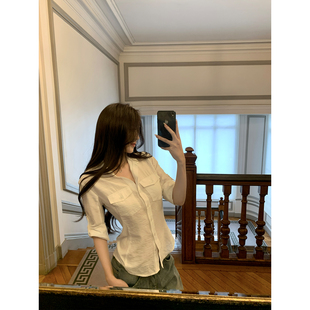 白色针织拼接衬衫 2025aw 人气选手 GYOKUU