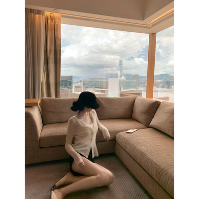 GYOKUU 【慵懒周末】奶白色薄款微透羊毛针织毛衣