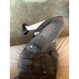 GYOKUU【中古vintage】2026ss 深咖色弹力牛仔半身裙