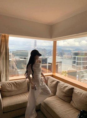 GYOKUU 【酸奶奶昔】白色抽绳直筒阔腿裤