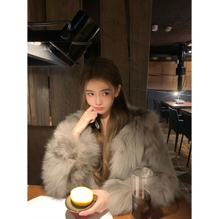 云雾灰狐狸毛皮草外套 2025aw GYOKUU 落雪时分