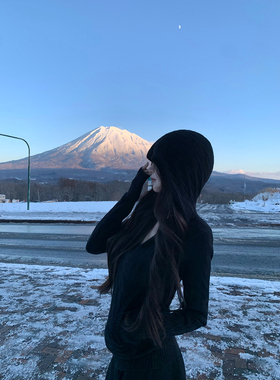 GYOKUU【小蛮腰】2025aw 黑色连帽麻花纹理针织毛衣