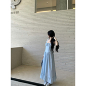 浅蓝色背带长款 GYOKUU 夏日圆舞曲 连衣裙