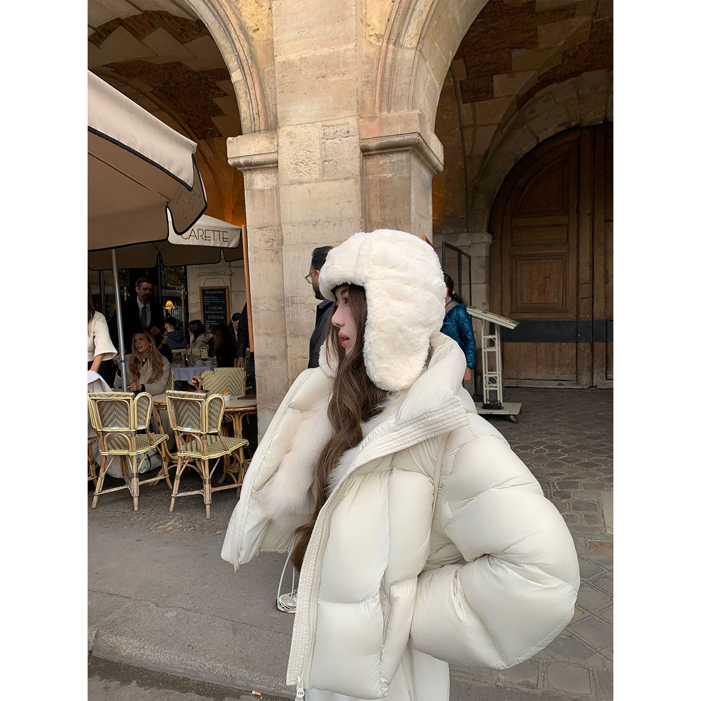 GYOKUU 【蓬松云朵】2025aw 90白鸭绒米色立领羽绒服