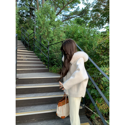 GYOKUU 【养马人】2025aw羊驼毛 水溶羊毛混纺狐狸毛毛呢外套